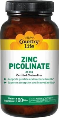 Цинку піколінат Country Life Zinc Picolinate 25 мг, 100 таблеток