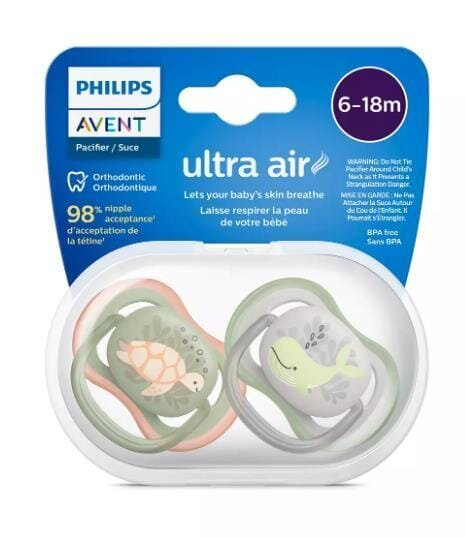 Пустушка силіконова Philips Avent Ultra Air SCF085/60 ортодонтична, 6-18 місяців, 2 шт