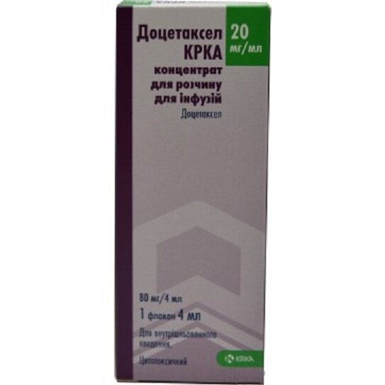 Доцетаксел КРКА концентрат для р-ну д/інф. 20 мг/мл (80 мг) по 4 мл №1 у флак.