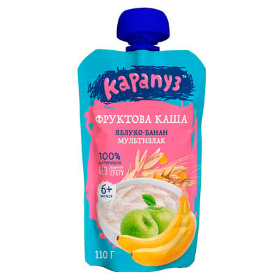 Каша фруктова Карапуз Яблуко, Банан, Мультизлак, 110 г