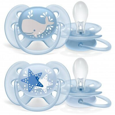 Пустушка силіконова Philips Avent Ultra Soft SCF223/03, 6-18 місяців, для хлопчиків, 2 шт