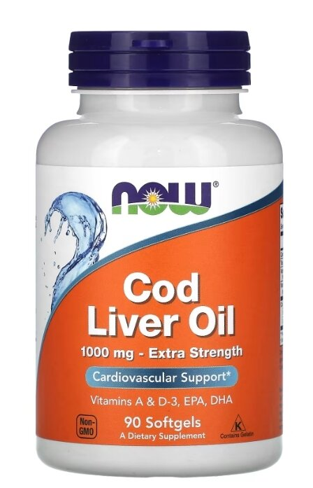 Риб'ячий жир з печінки тріски NOW Cod Liver Oil 1000 мг м'які капсули №90