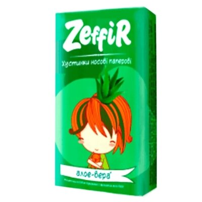 Хусточки паперові Zeffir алое вера, 10 шт х 1 уп