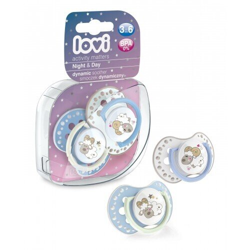 Пустушка силіконова Lovi Night & Day динамічна, 22/810boy, 3-6 місяців, 2 шт