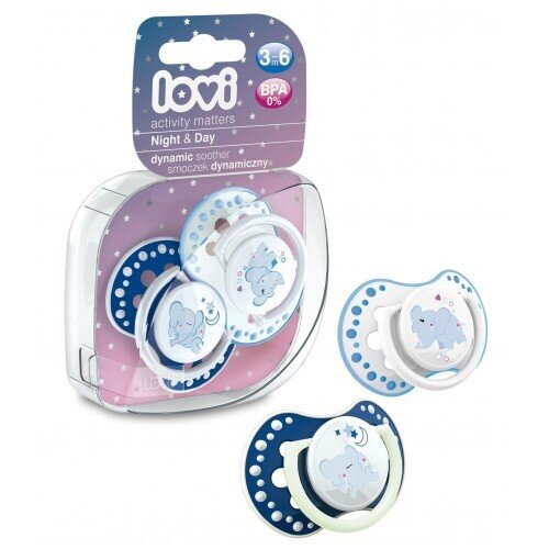 Пустушка силіконова Lovi Night & Day динамічна, 22/810boy, 3-6 місяців, 2 шт