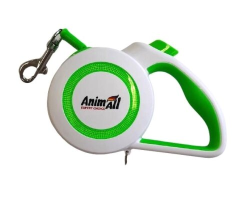 Повідець-рулетка AnimAll Reflector MS7110-5M M до 25 кг, 5 м салатово-білий