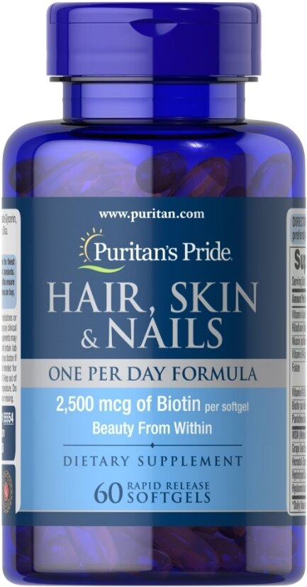 Комплекс для волосся, шкіри та нігтів Puritan's Pride Hair Skin and Nails One Per Day Formula, 60 капсул