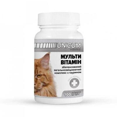 Вітаміни для кішок Unicum Premium мультивітамін, 100 таблеток 50 г