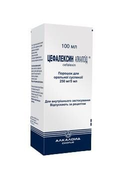 Цефалексин Алкалоїд порошок д/ор. сусп. 250 мг/5 мл по 100 мл (65.4 г) у флак.