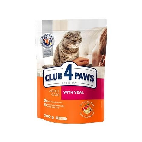 Корм сухий Club 4 Paws для дорослих кішок з Телятиною Преміум, 300 г
