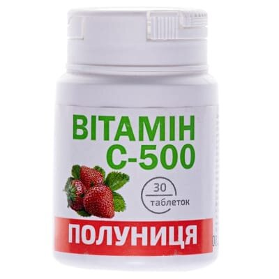 Вітамін С-500 Краса і Здоров'я зі смаком полуниці таблетки №30