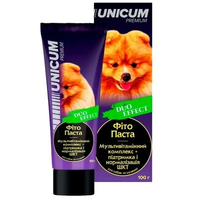 Фітопаста Unicum Premium Duo Effect мультивітамінна, для підтримки та нормалізації ШКТ собак та цуценят, 100 г