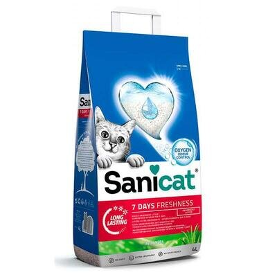 Наповнювач для котячого туалету Sanicat 7 Days Freshness мінеральний, з ароматом алое вера, 2,7 кг (4 л)