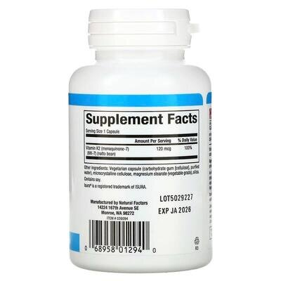 Вітамін K2 Natural Factors Vitamin K2 100 мкг, 60 вегетаріанських капсул