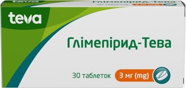 Глімепірид-Тева таблетки по 3 мг №30 (10х3)