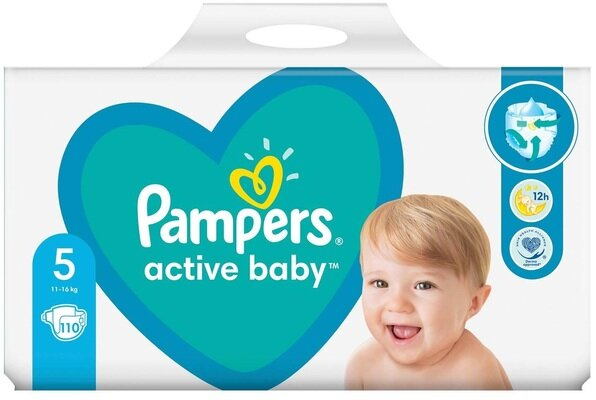 Підгузки дитячі Pampers Active Baby розмір 5, 11-16 кг, 110 шт