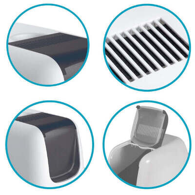 Туалет закритий Petmax Cat Toilet Ella Comfort для котів з фільтром, біло-рожевий, 57х39х41 см