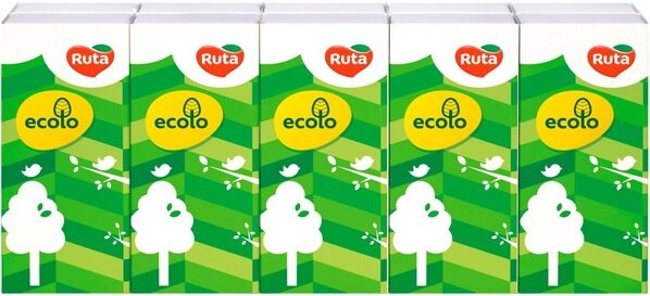 Хусточки паперові Ecolo Ruta білі, 9 шт х 10 уп