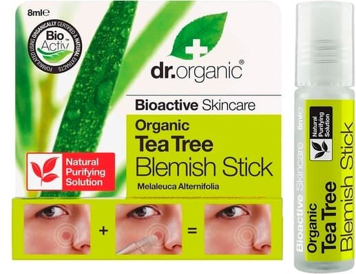 Стік для обличчя Dr.Organic від недоліків та запалень шкіри з екстрактом чайного дерева, 8 мл