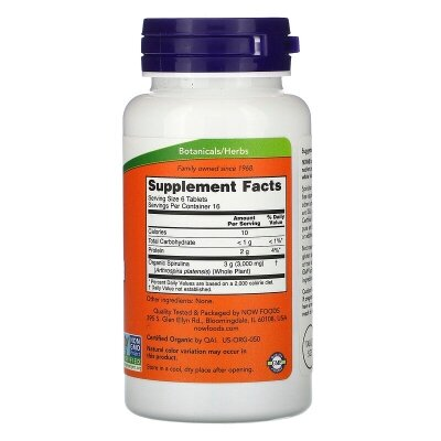 Спіруліна NOW Spirulina Organic 500 мг таблетки №100