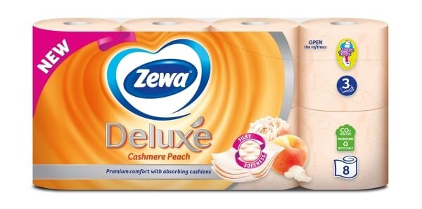 Туалетний папір Zewa Deluxe з ароматом персика 3 шари, 8 рулонів