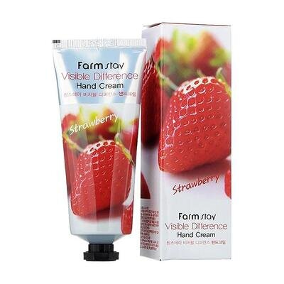 Крем для рук FarmStay Visible Difference Strawberry з екстрактом полуниці, 100 мл