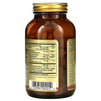 Вітаміни групи В з вітаміном С Solgar B-Complex with Vitamin C Stress Formula таблетки №250