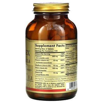 Вітаміни групи В з вітаміном С Solgar B-Complex with Vitamin C Stress Formula таблетки №250