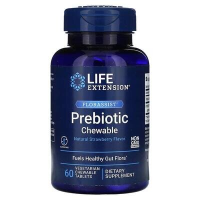 Пребіотики Life Extension Florassist Prebiotic Chewable з натуральним полуничним смаком, 60 жувальних таблеток