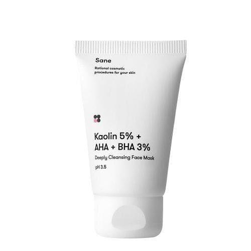 Маска для обличчя Sane Kaolin 5% + AHA + BHA 3% з каоліном і AHA, BHA кислотами для проблемної шкіри, 40 мл