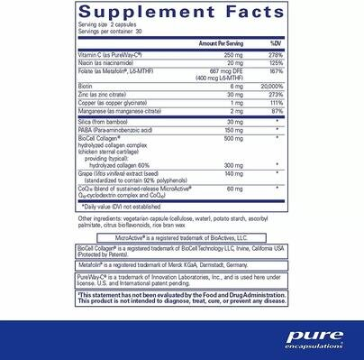 Вітаміни для волосся, шкіри і нігтів Pure Encapsulations Hair/Skin/Nails Ultra, 60 капсул