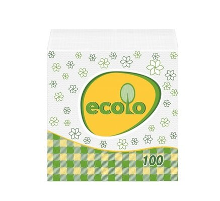 Серветки паперові Ecolo Ruta столові білі, в пакеті, 100 шт
