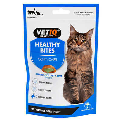 Ласощі для котів VetIQ Healthy Bites Denti-care з качкою для очищення зубів, свіжості подиху, 65 г