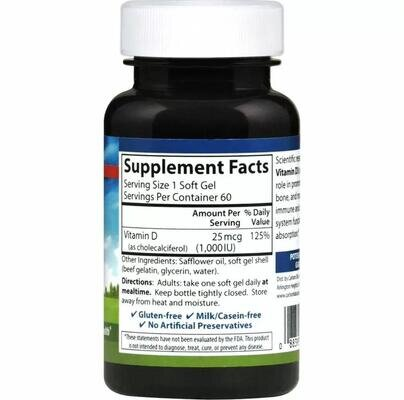 Вітамін Д Carlson Labs Vitamin D 1000 МО, 60 капсул