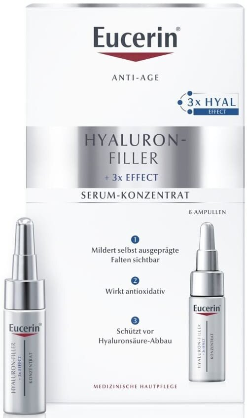 Концентрований догляд в ампулах Eucerin Hyaluron Filler + 3x Effect проти глибоких зморшок (63908), 6 х 5 мл