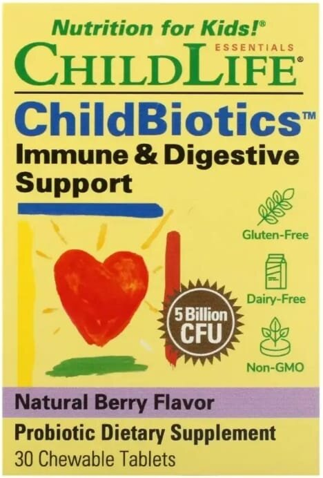 Підтримка імунітету і травлення ChildLife Child Biotics Immune Digestive Support, 30 жувальних таблеток