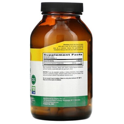 Магнію гліцинат хелатний Country Life Chelated Magnesium Glycinate 133 мг, 180 таблеток