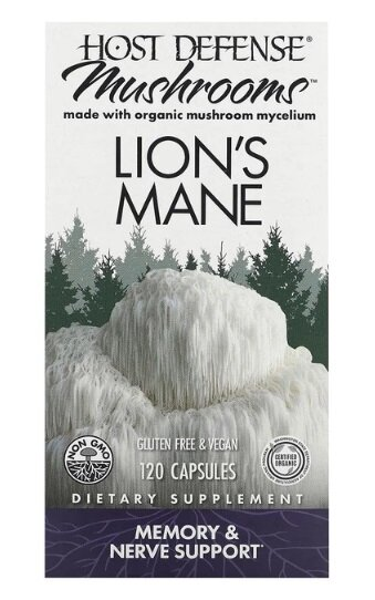 Гриб їжовик гребінчастий (Левова Грива) Host Defense Lion's Mane, Fungi Perfecti, 120 капсул