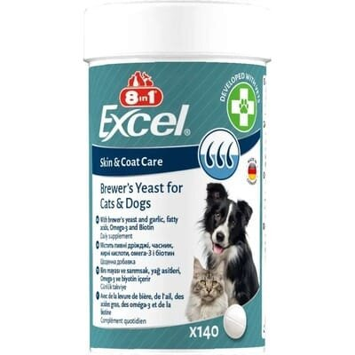 Пивні дріжджі 8in1 Excel Brewers Yeast для кішок і собак, 140 таблеток