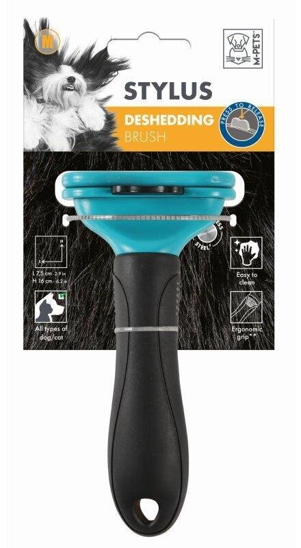 Дешеддер M-Pets Stylus Deshedding Brush для собак і котів для видалення шерсті під час линяння, розмір M