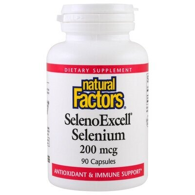 Селен Natural Factors SelenoExcell Selenium Yeast 200 мкг, 90 капсул