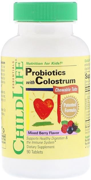 Пробіотики з молозивом ChildLife Probiotics with Colostrum ягідний смак, 90 жувальних таблеток