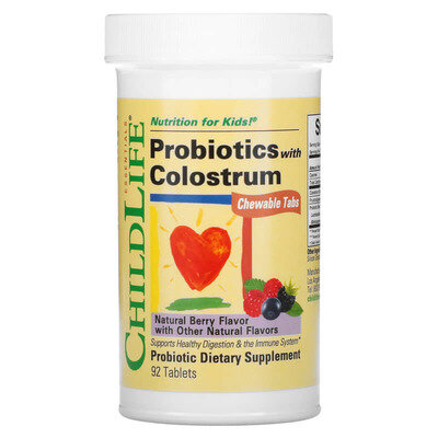 Пробіотики з молозивом ChildLife Probiotics with Colostrum ягідний смак, 90 жувальних таблеток