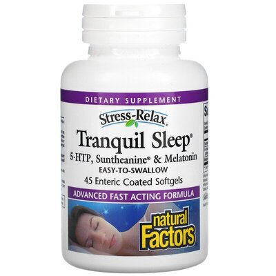 Комплекс для сну Natural Factors Stress-Relax Tranquil Sleep, 45 м'яких желат. капсул з кишковорозчинною оболонкою