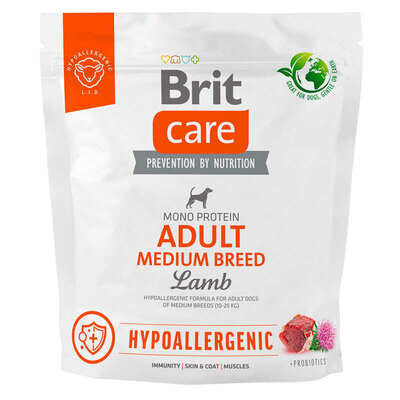 Корм сухий Brit Care Dog Hypoallergenic Adult Medium Breed гіпоалергенний для собак середніх порід, ягня, 1 кг