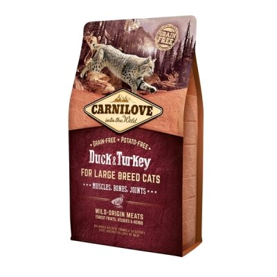 Корм сухий для дорослих кішок великих порід Carnilove Cat Duck & Turkey Large Breed з качкою та індичкою, 2 кг