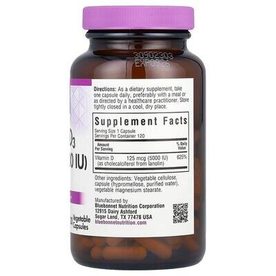 Вітамін D3 5000IU Bluebonnet Nutrition капсули №120