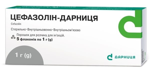 Цефазолін-Дарниця порошок д/приг. р-ну д/ін. по 1 г №5 у флак.