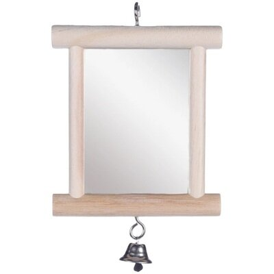 Іграшка для птахів Flamingo Wooden Mirror дзеркало в дерев'яній рамі з дзвіночком