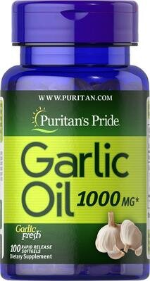 Часникова олія Puritan's Pride Garlic Oil 1000 мг, 100 гелевих капсул